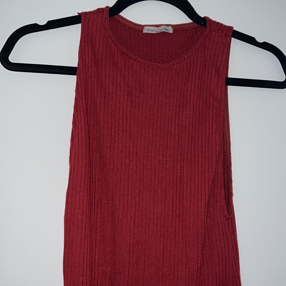 Charlotte Russe | Red ribbed sleeveless midi dress with slit